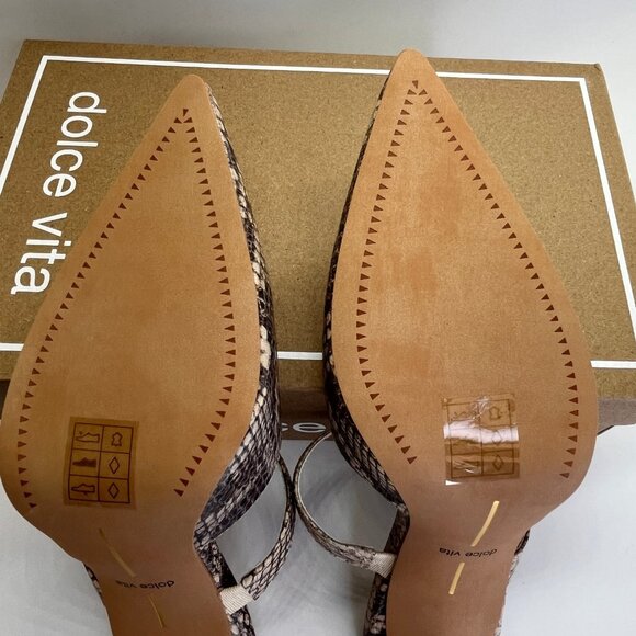 Dolce Vita  Kanika Heels Size 9.5 Sand Snake Embossed Leather Pointed Toe - Picture 14 of 16